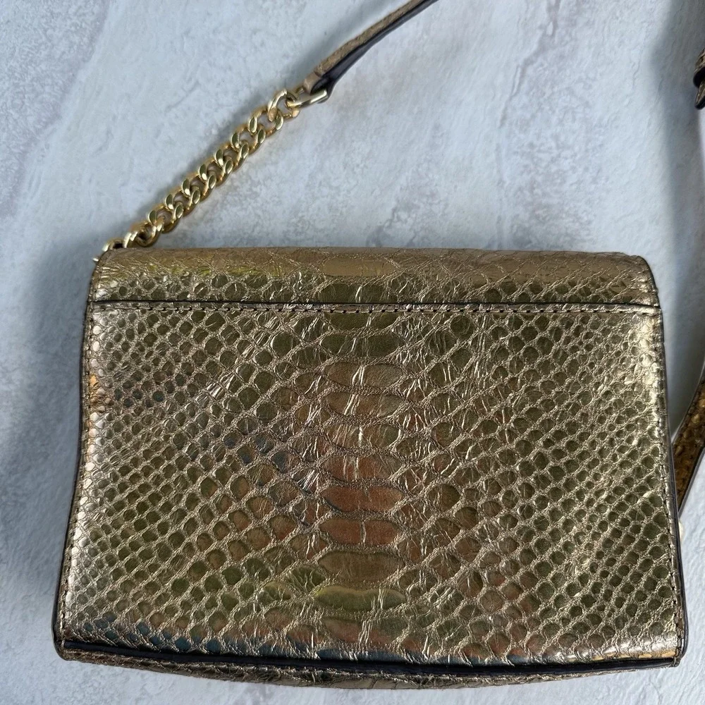 Michael Kors Gold Croc Embossed Chain Crossbody Bag 7